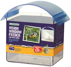 Window feeding house with hook for fat ball