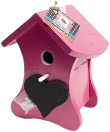 Buzzy Birds House chalk Pink Ral 4010 and the perch Ral 9016